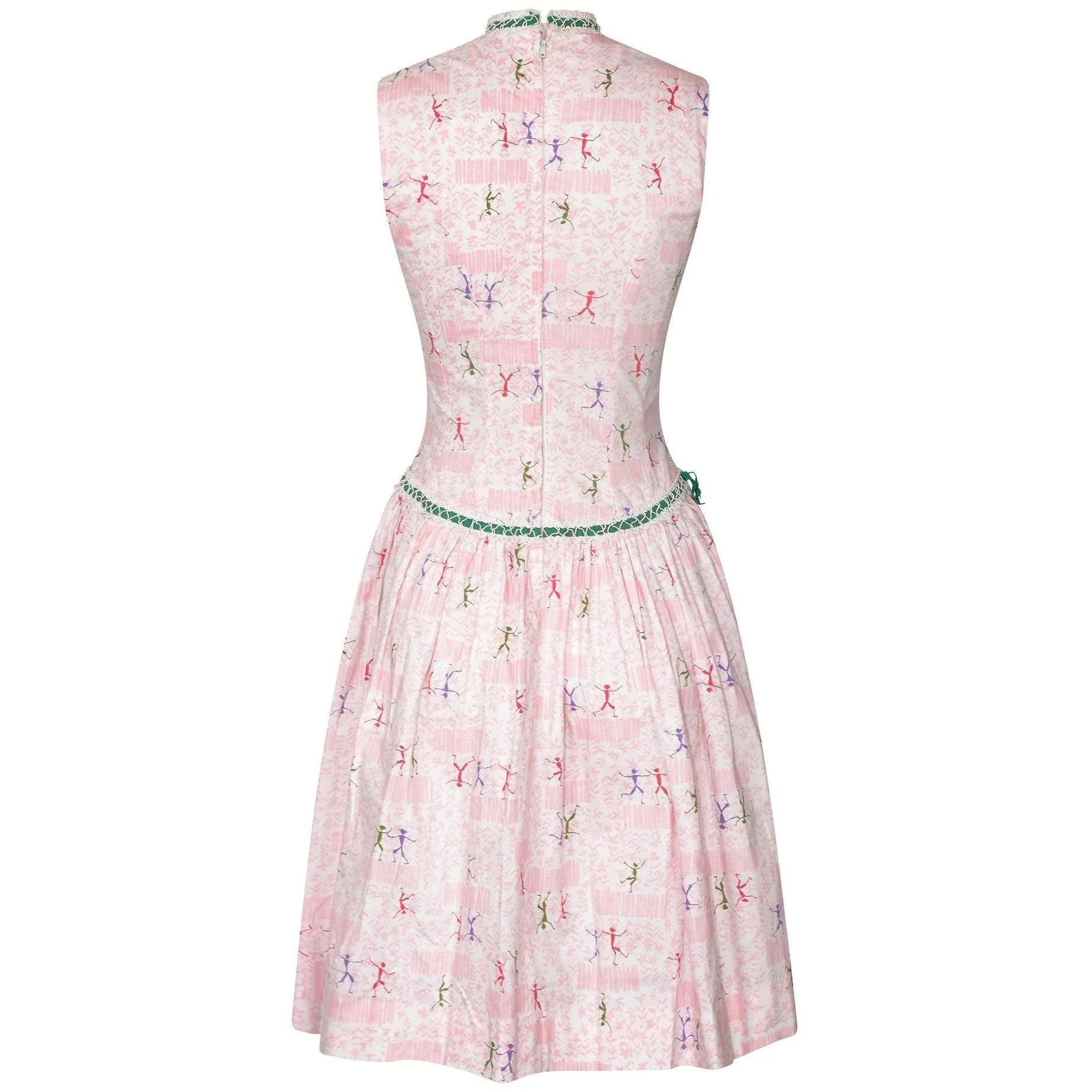 1950s Dancing Man Novelty Print Dress