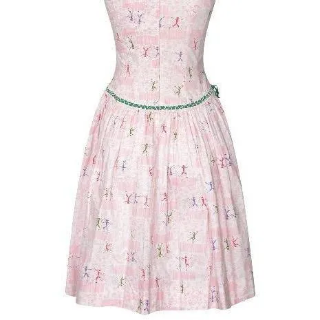 1950s Dancing Man Novelty Print Dress