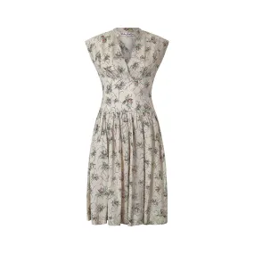 1950s Victor Josselyn Silk Floral Rose Spray Print Dress