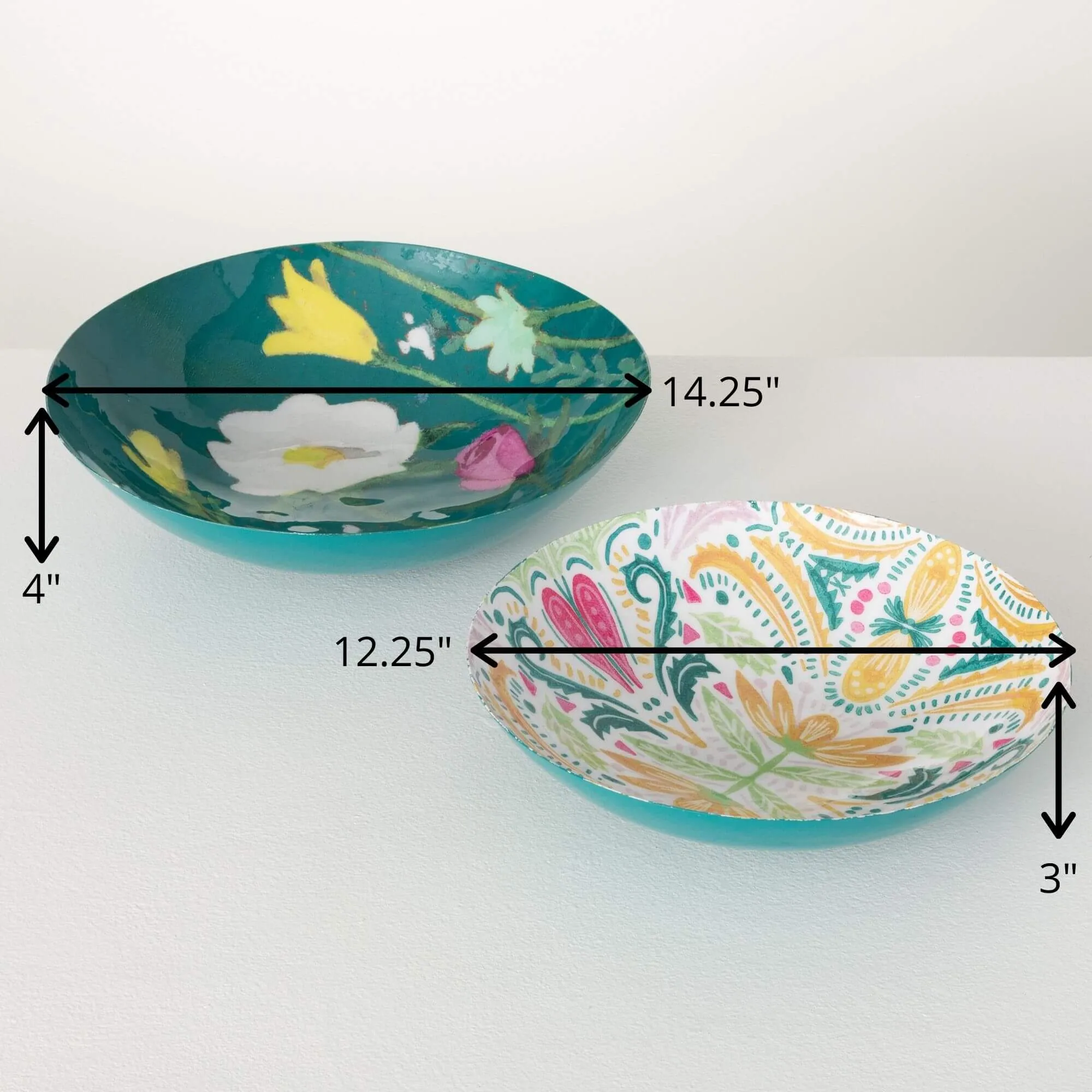 4"H Sullivans Floral Colorful Serving Bowls Set of 2, Multicolored