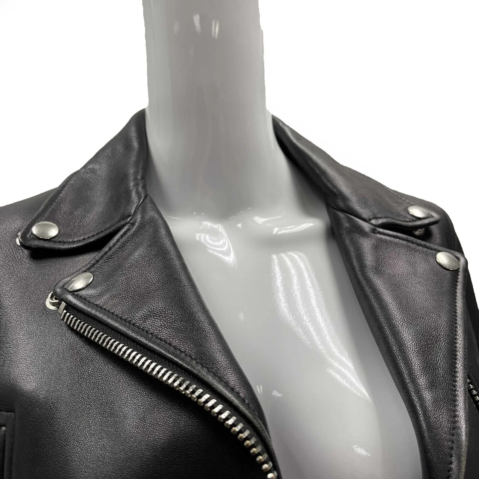 Acne Studios Black leather moto riders jacket 34 US 2 Black Jacket