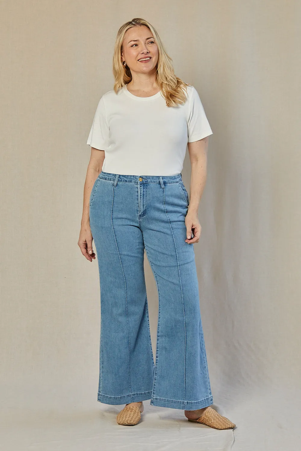 Adrift Denim Wide Leg Jeans in Light Wash