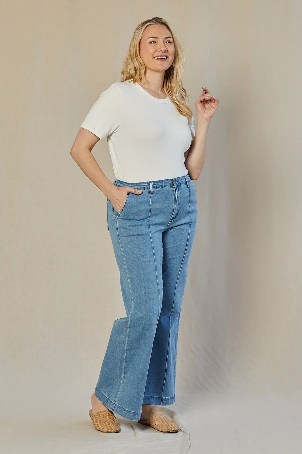 Adrift Denim Wide Leg Jeans in Light Wash