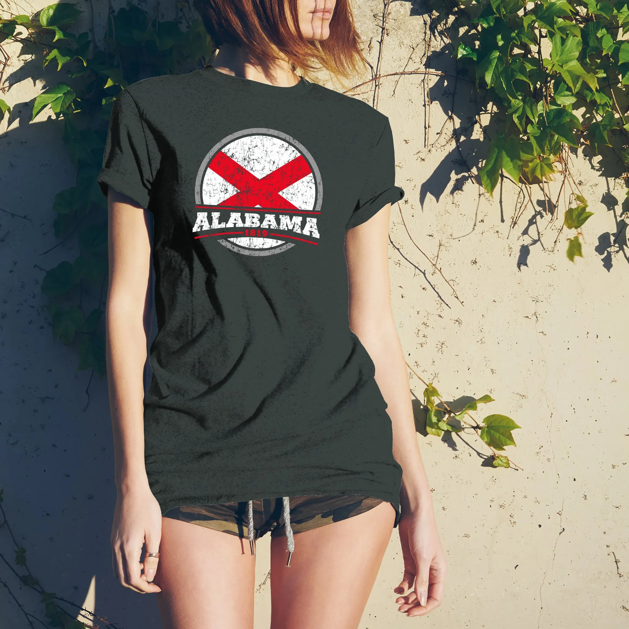 Alabama Distressed Circle T-Shirt - Dark Heather