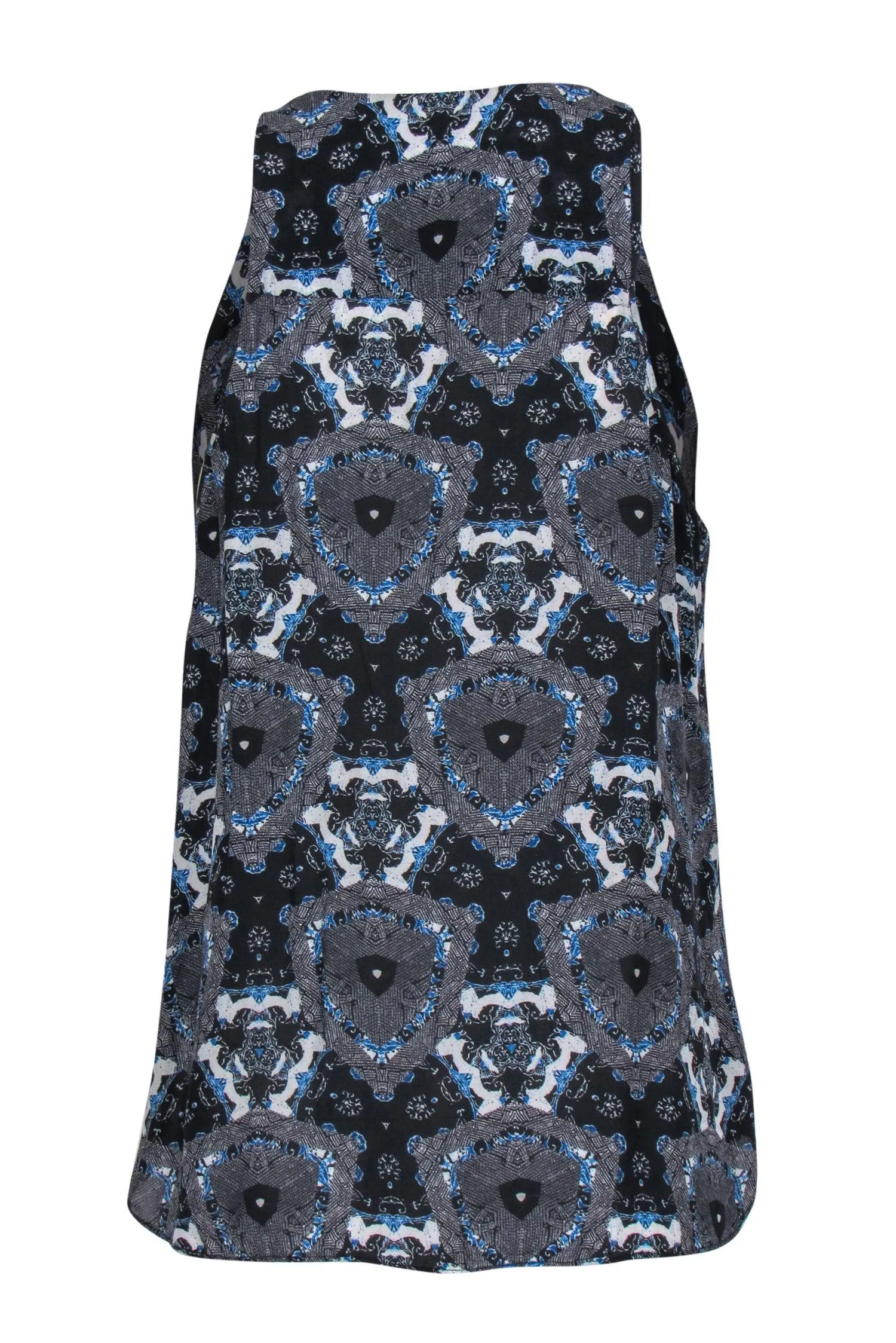 A.L.C. - Black & Blue Kaleidoscope Printed Button-Front Tank Sz M