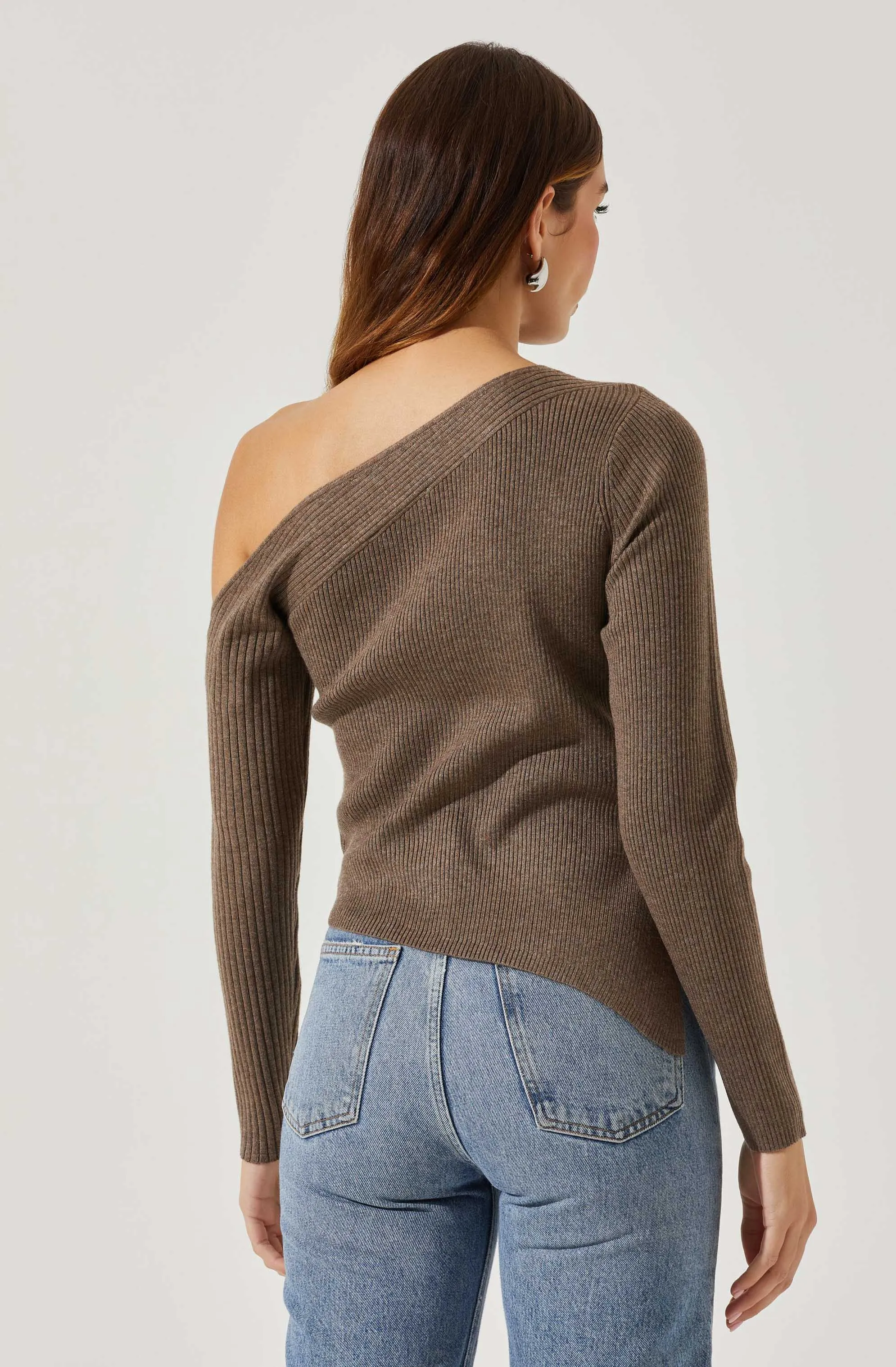 Aldari Off Shoulder Ribbed Sweater