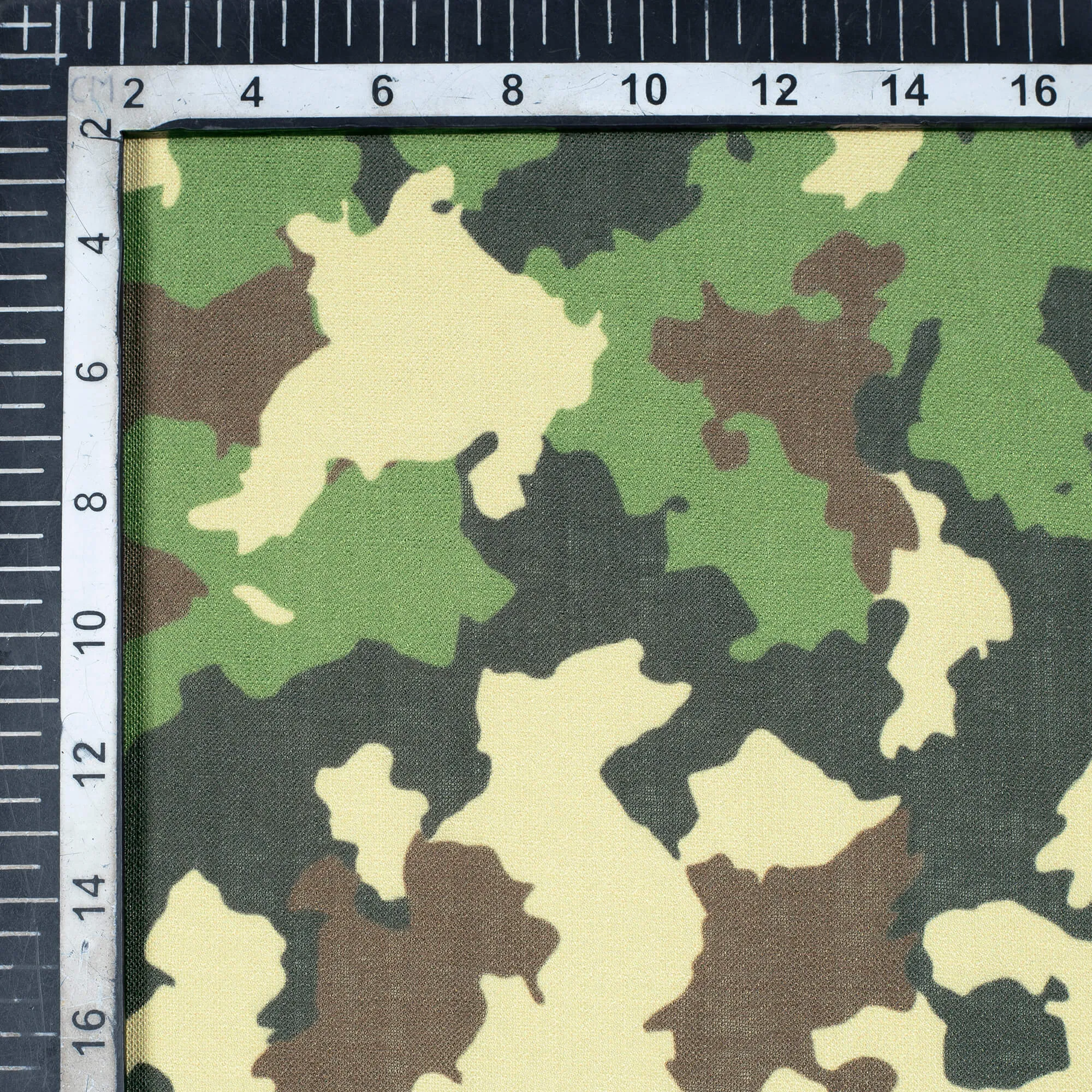 Army Green And Sepia Beige Camouflage Digital Print Linen Textured Fabric (Width 56 Inches)