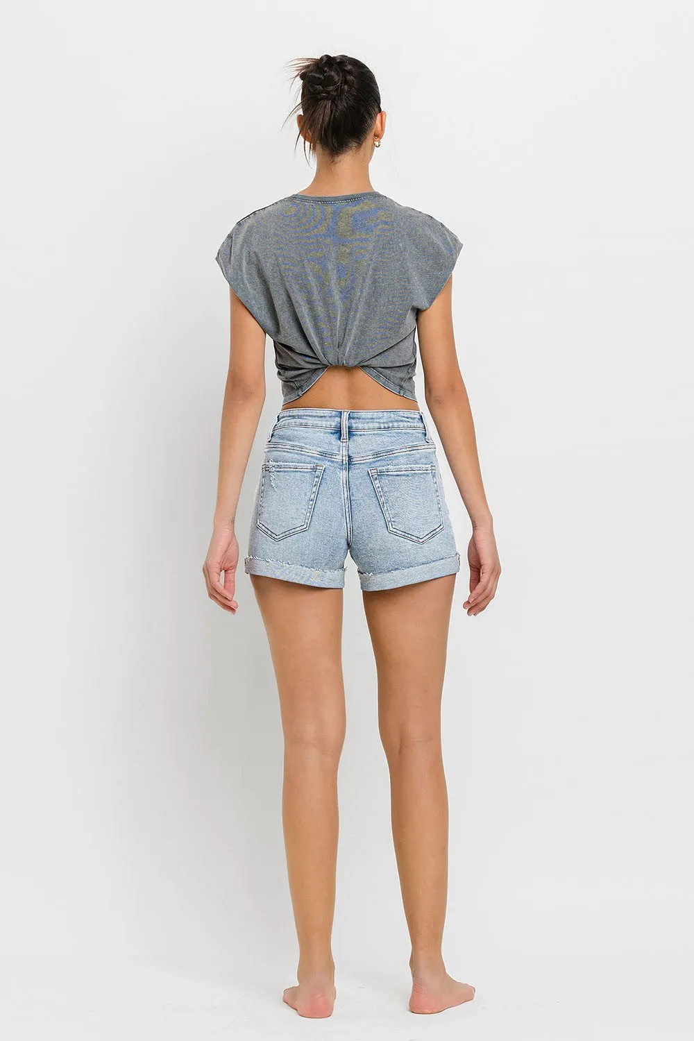 Aspen High Rise Cuffed Denim Short