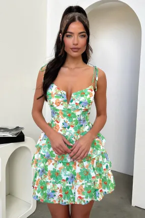 Astrid Dress - Green Floral