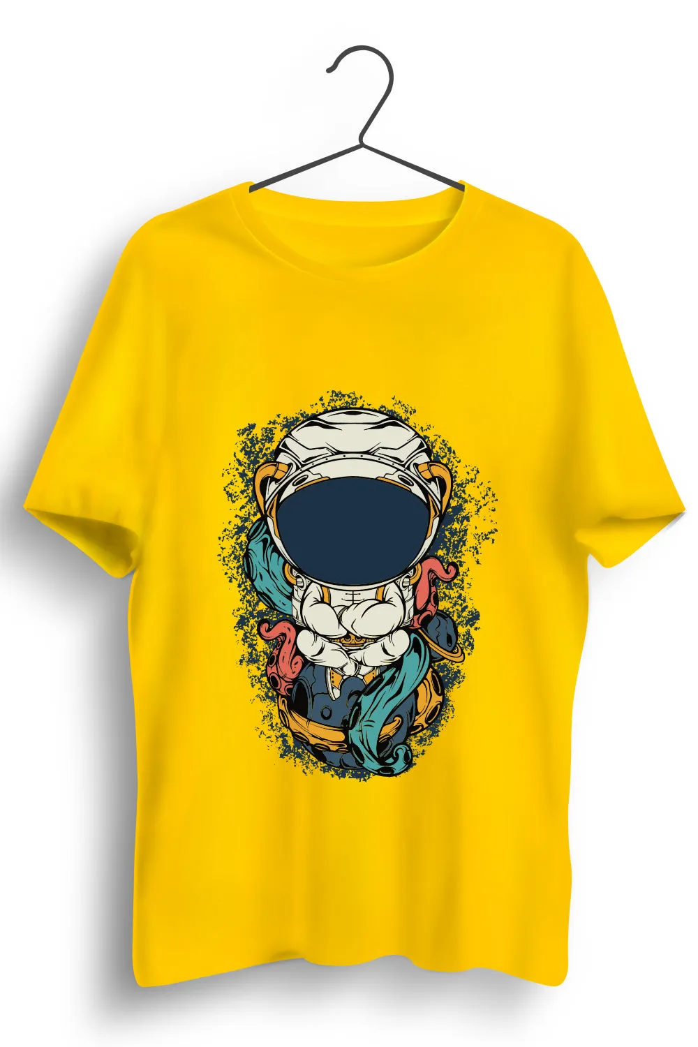 Astronaut Graphic Printed Yellow Tshirt