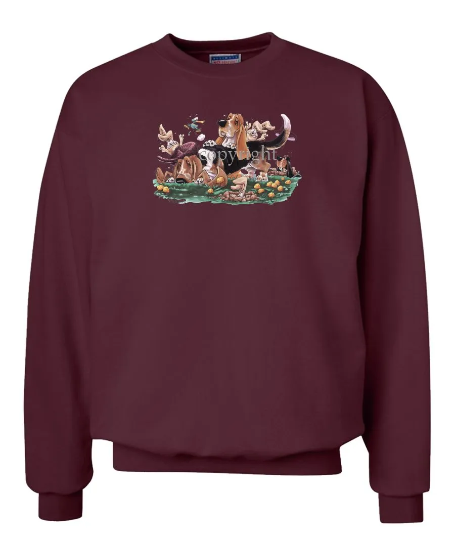 Basset Hound - Group With Rabbits - Caricature - Sweatshirt