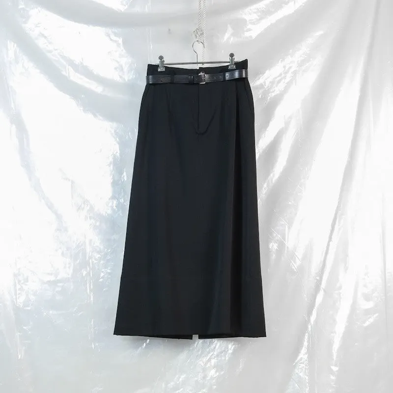 belted a-line skirt