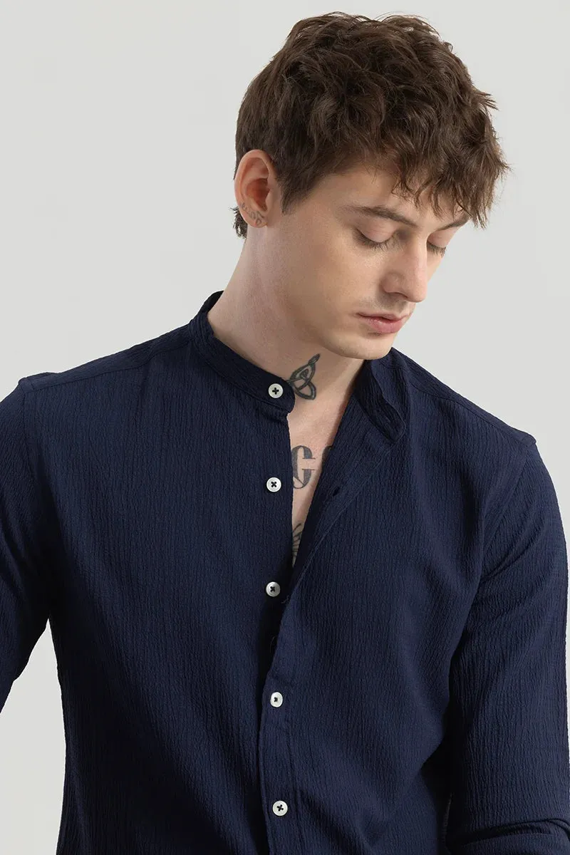 Berit Navy Textured Shirts