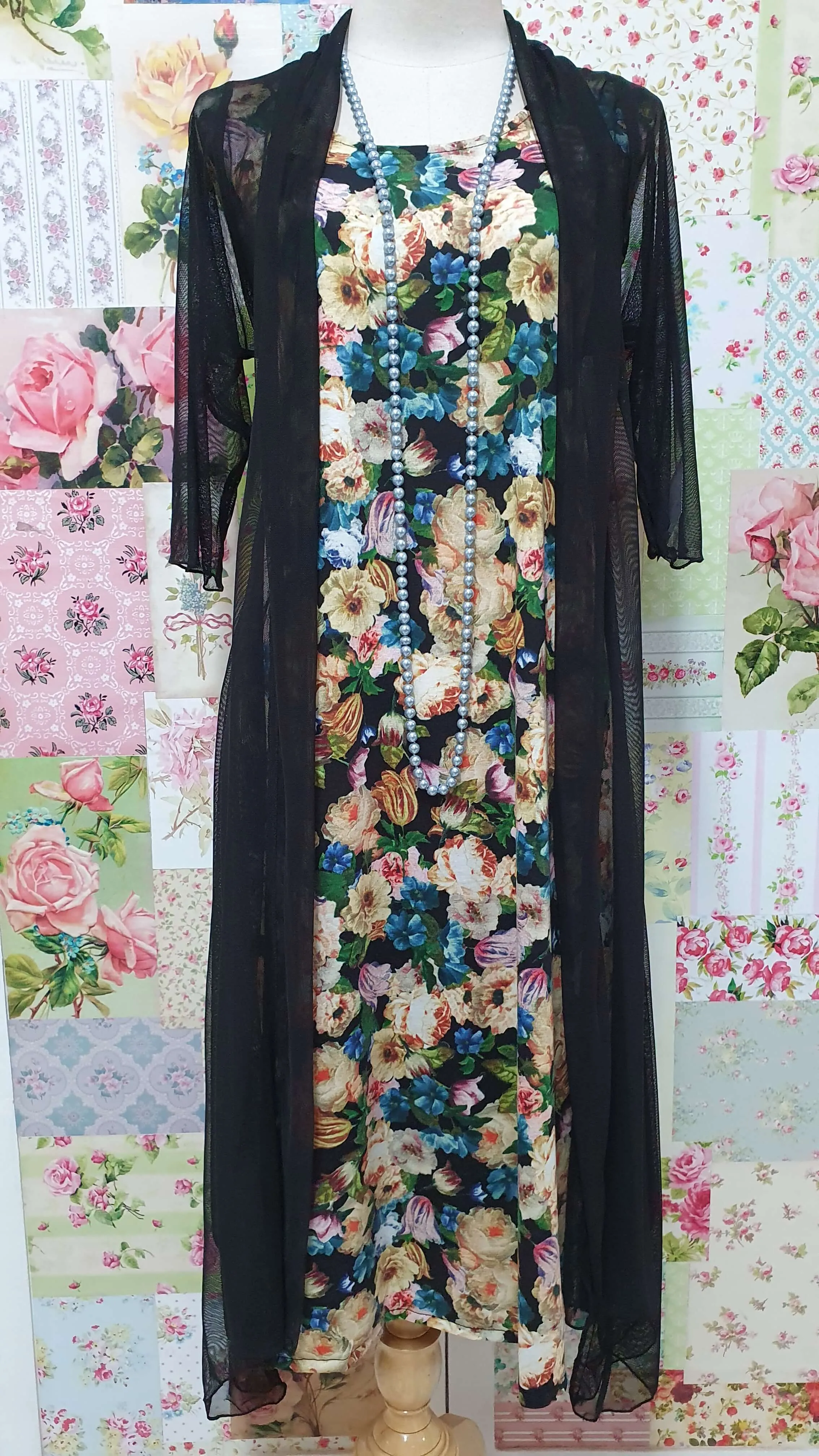 Black Floral Dress GD0207