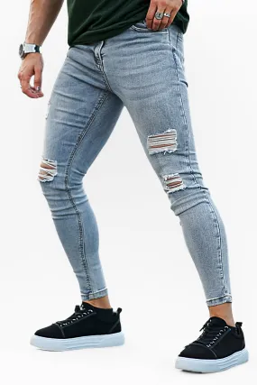 Buy $80 Free Shipping Men's Light Blue Skinny Jean - Ripped