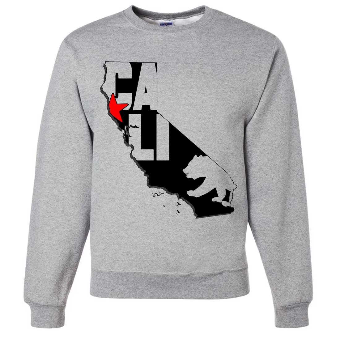 Cali Map Silhouette Outline Crewneck Sweatshirt