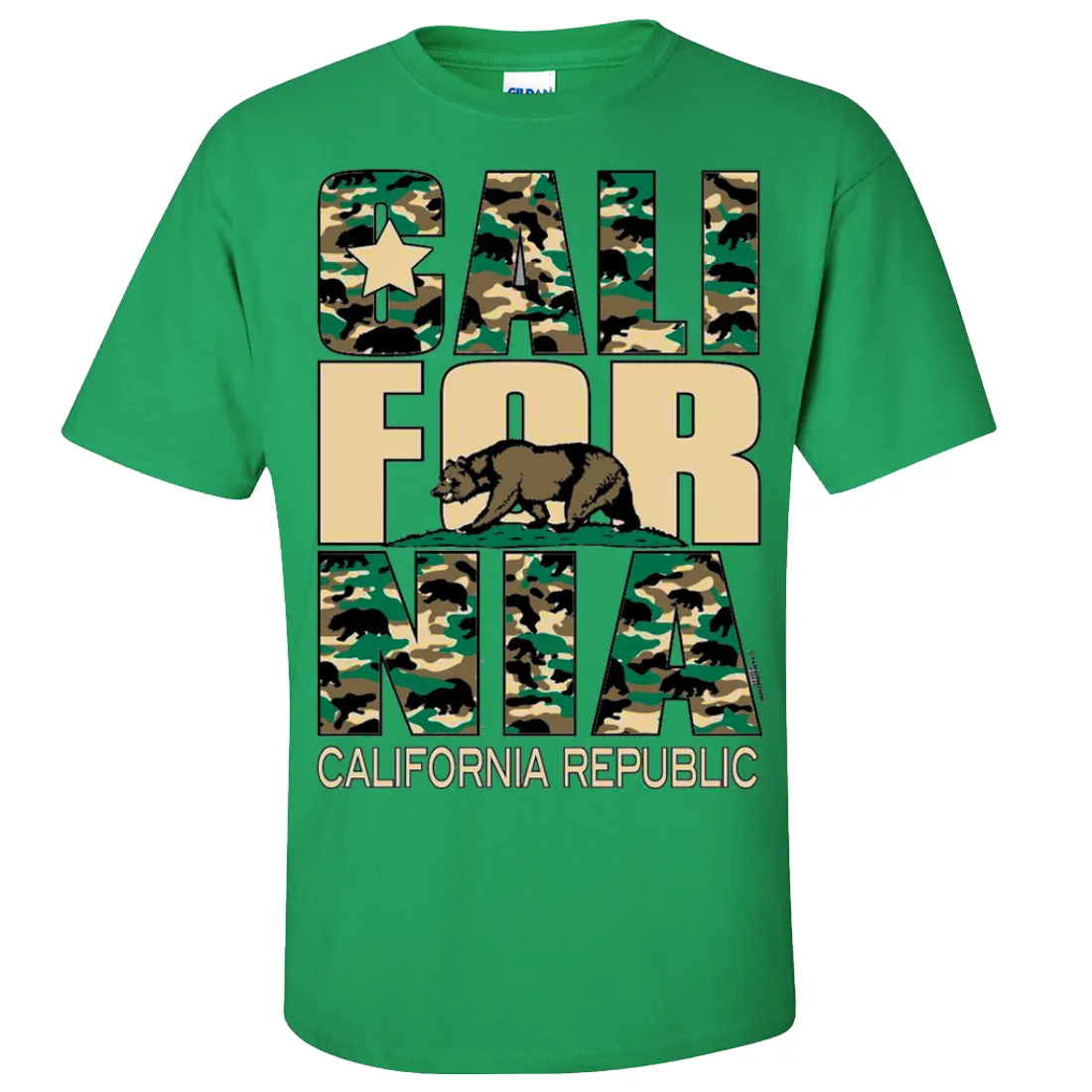 California Flag Retro Camo Camouflage Asst Colors T-shirt