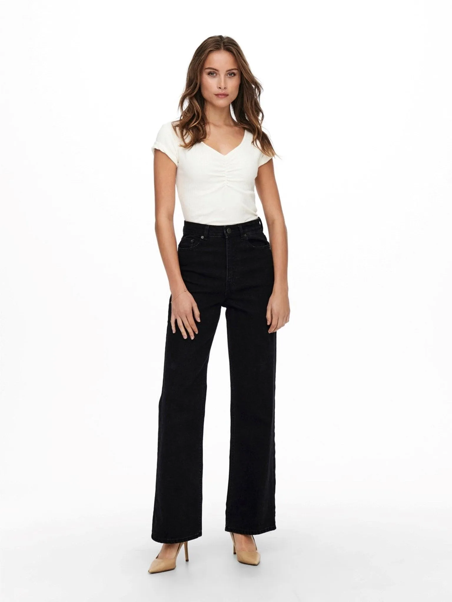 Camille Wide Leg Jeans - Sort Denim