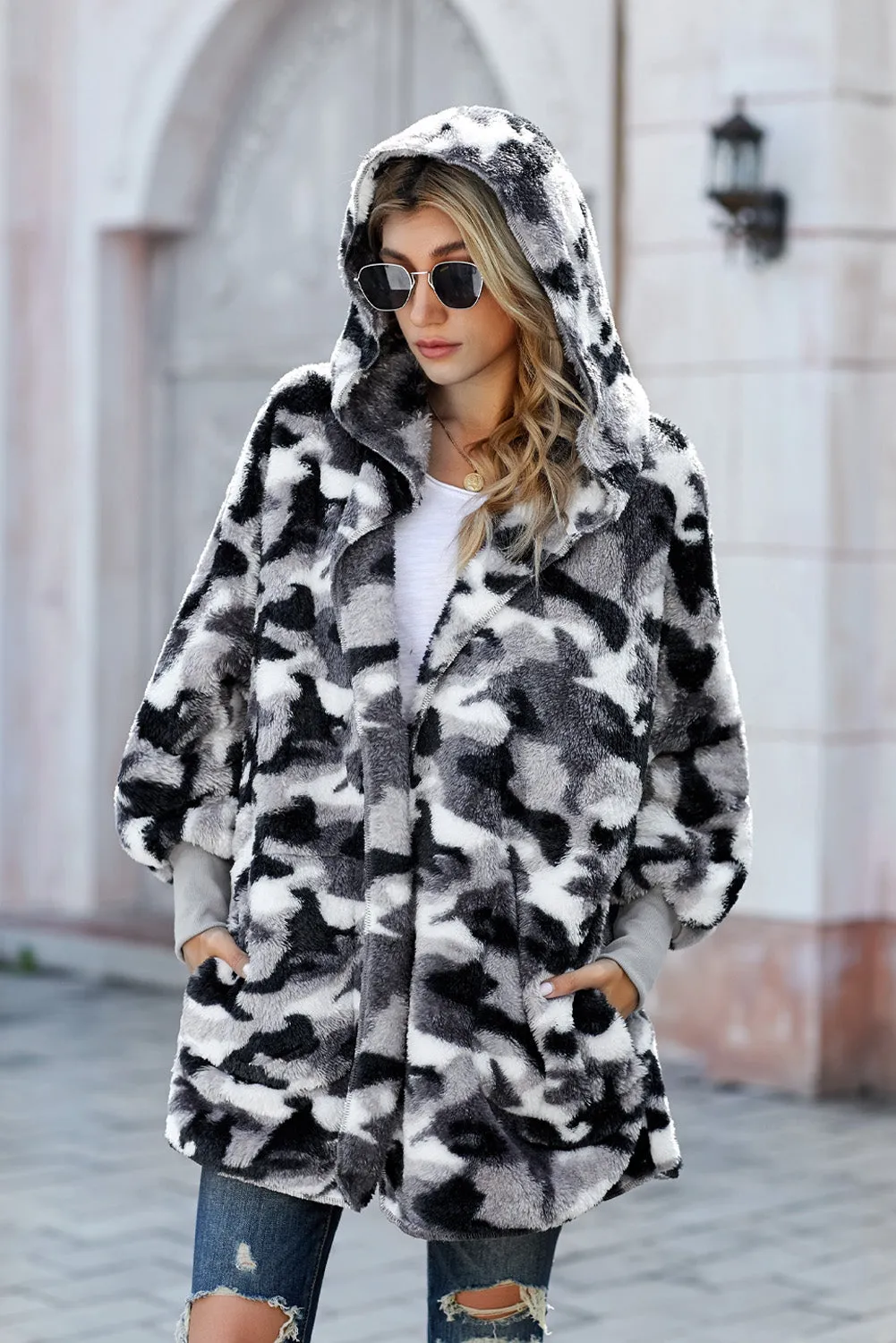 Camo Fleece Hooded Coat