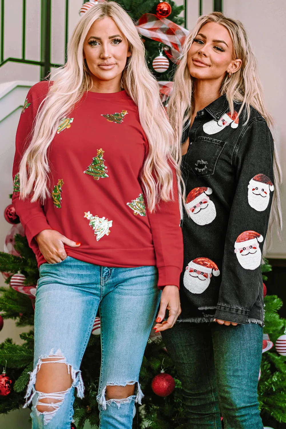 Christmas Tree Raglan Sleeve Sweatshirt