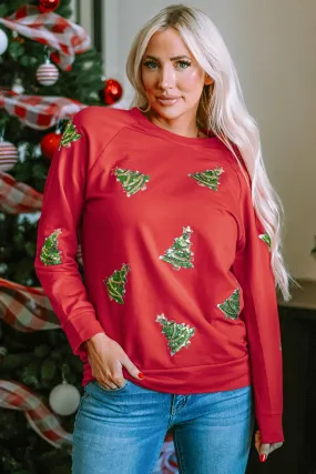 Christmas Tree Raglan Sleeve Sweatshirt