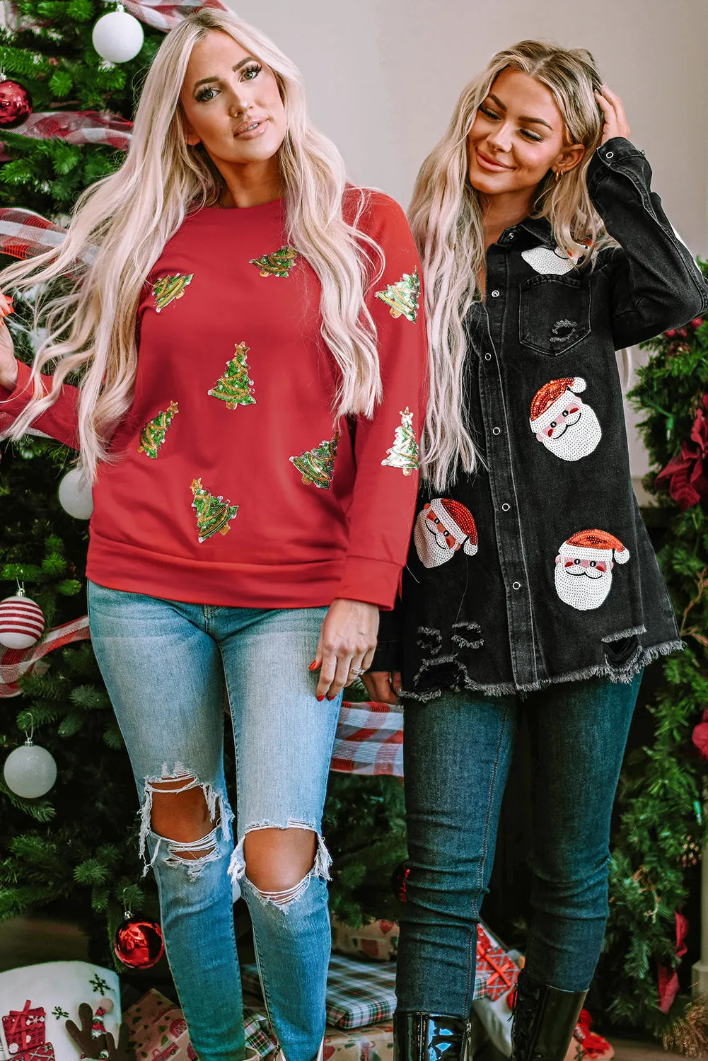 Christmas Tree Raglan Sleeve Sweatshirt