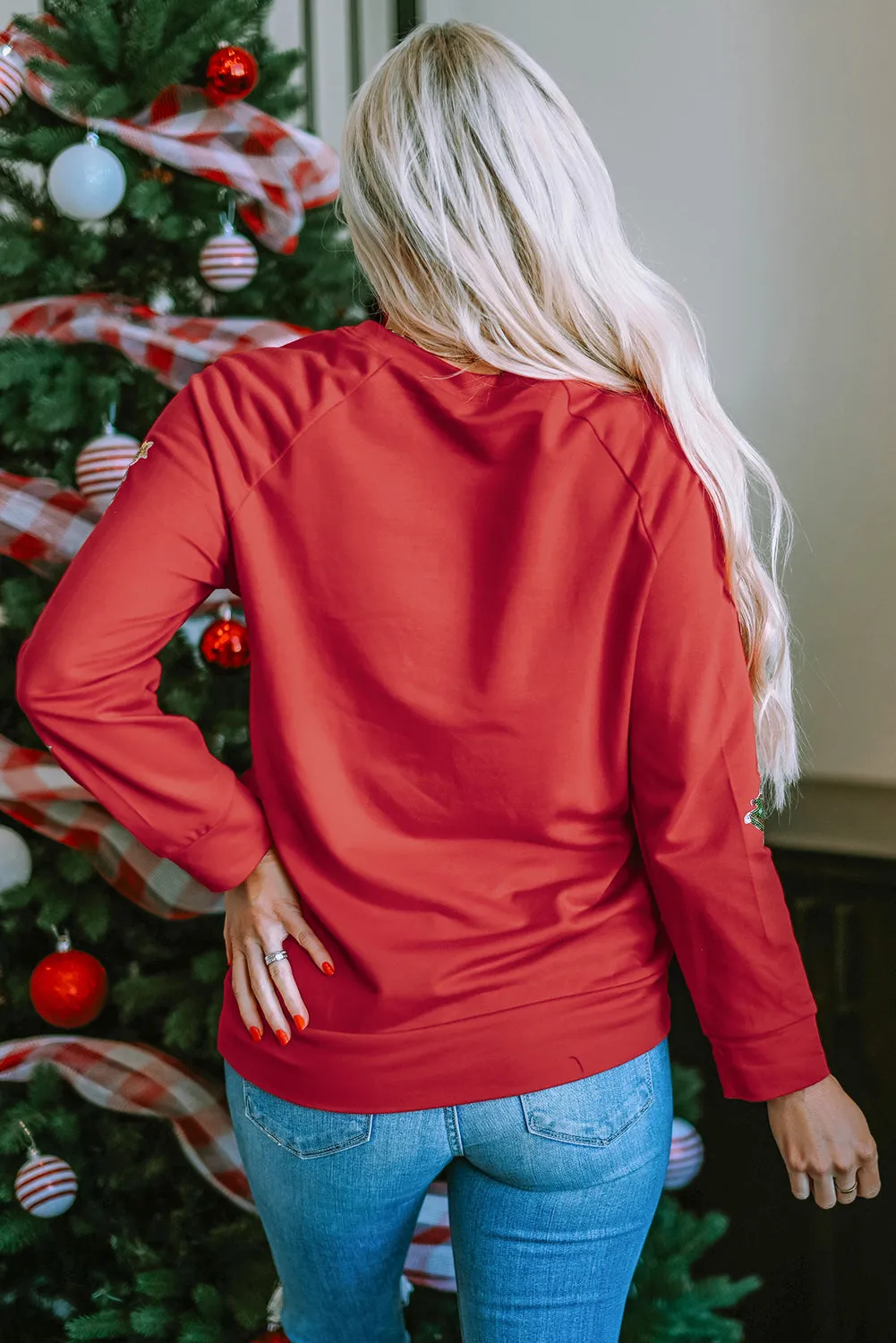 Christmas Tree Raglan Sleeve Sweatshirt