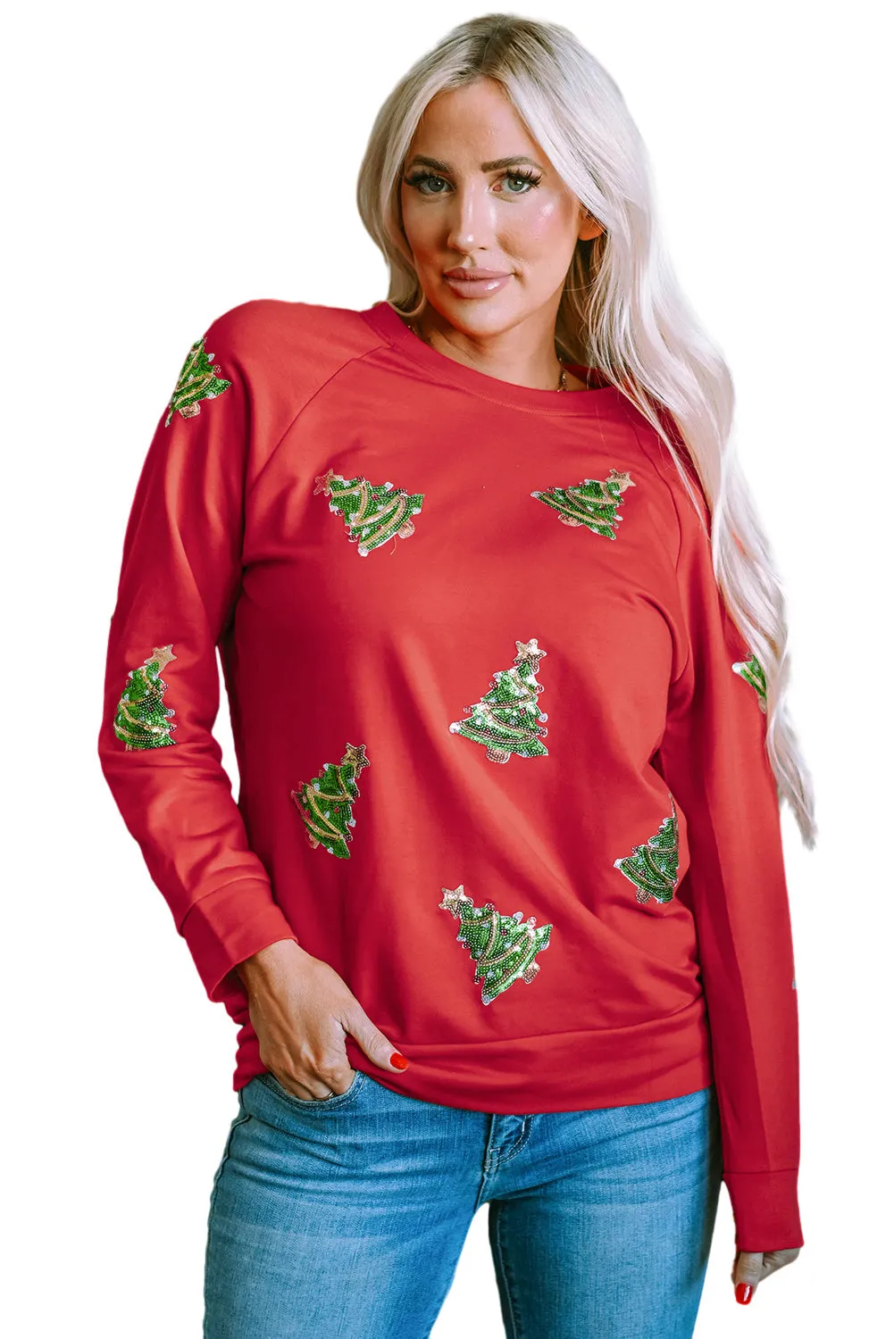 Christmas Tree Raglan Sleeve Sweatshirt