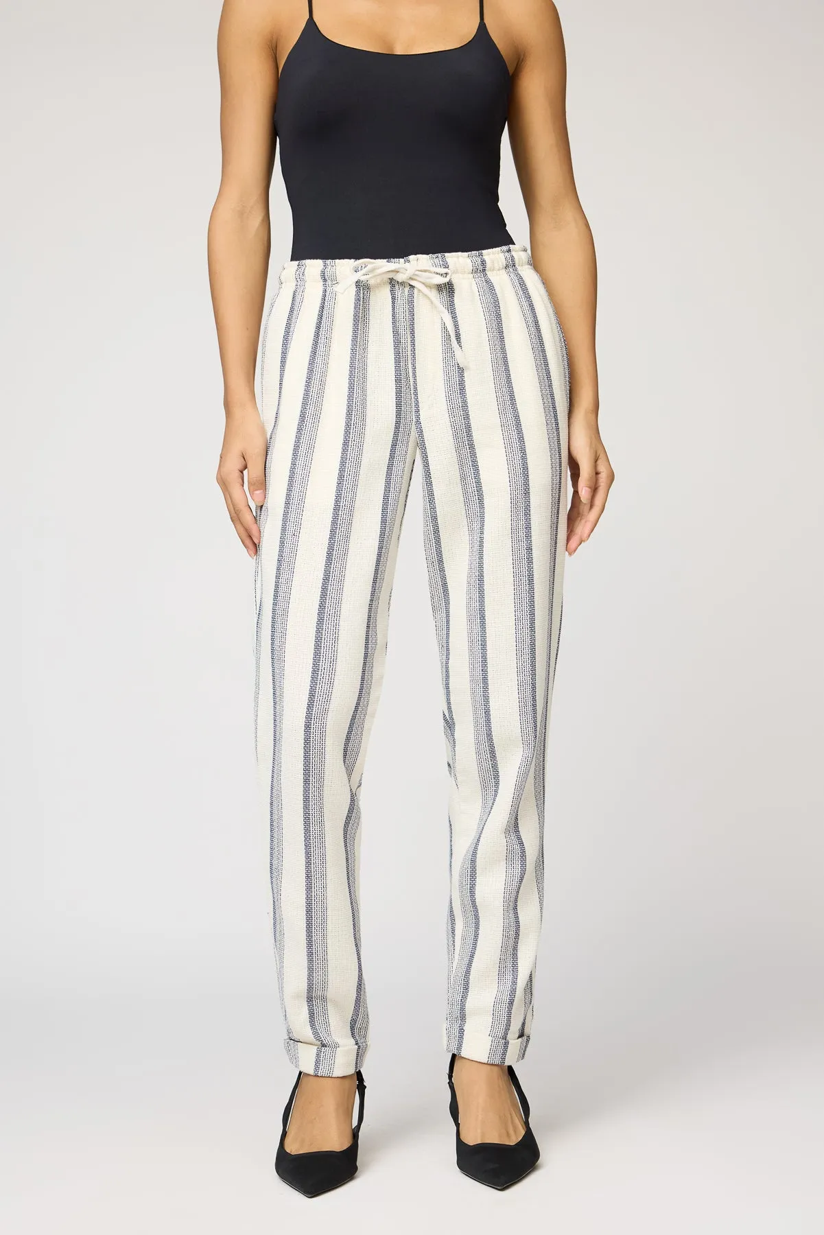 Coastal White and Navy Stripe Pants