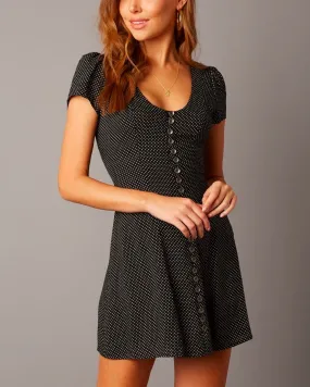 Cotton Candy LA - The Only One Polka Dot Princess Seam Button Down Dress in Black