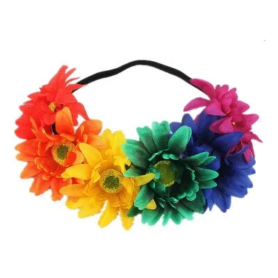 Daisy Flower Crown Big Fluffy White Red Green Yellow Orange Rainbow Or Pink You Choose Daisies Floral Headband Hair Wreath Feminine Festival Accessory