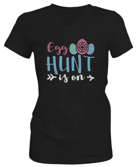 Egg Hunt woman's Easter V-neck T-Shirt