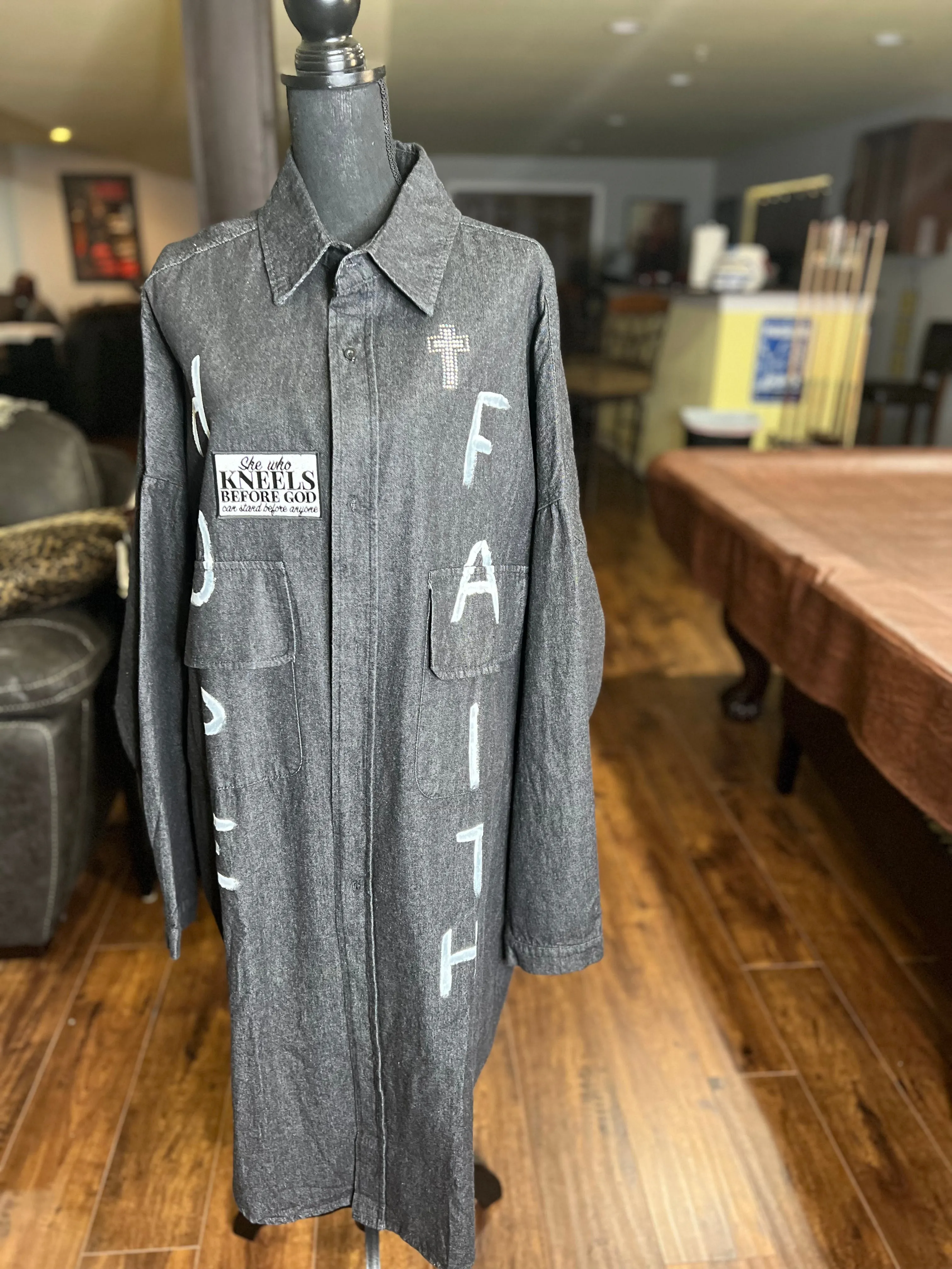 Faith Speaks Charcoal Denim Jacket