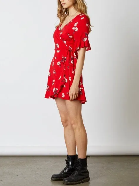 Final Sale - CottonCandy La - Best Buds Wrap Dress - Red