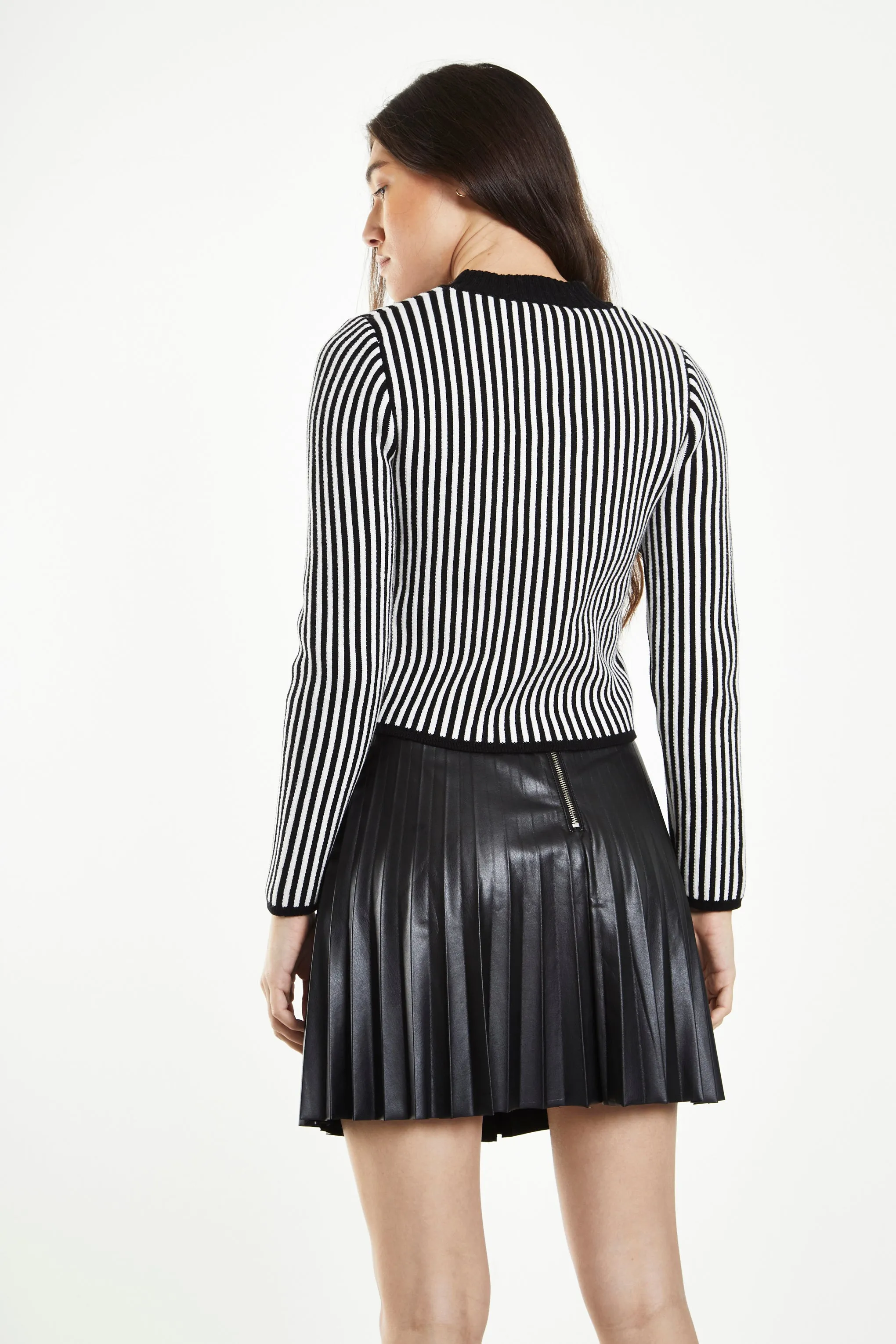 Glamorous Black Pu High Waisted Pleated Mini Skirt