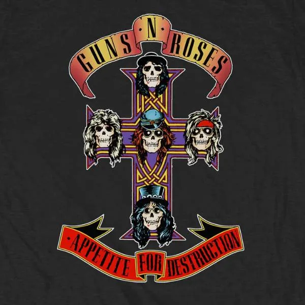 Guns 'n' Roses Adult T-Shirt - Appetite For Destruction Album Artwork