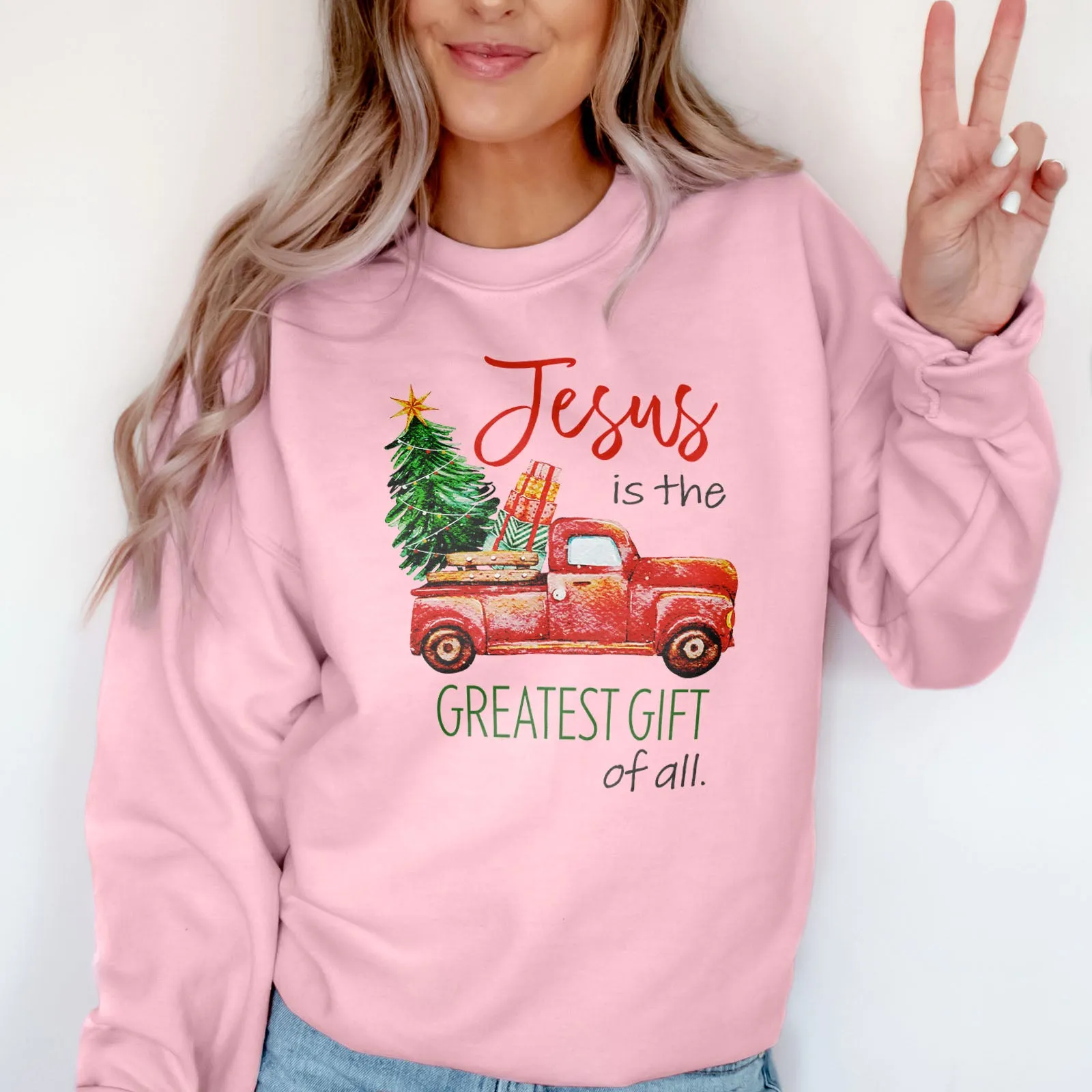 Jesus Is The Greatest Gift Red truck Sweatshirt