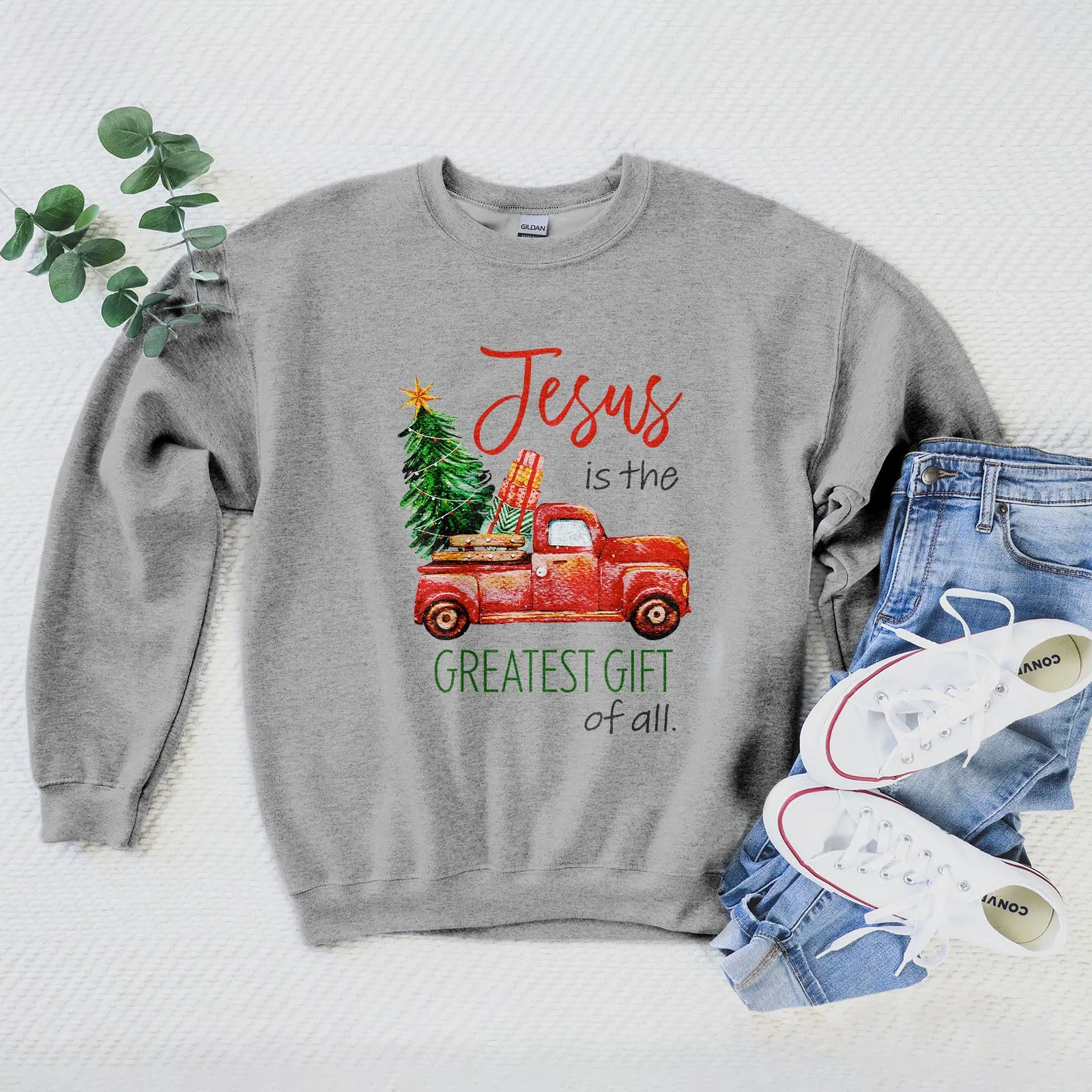 Jesus Is The Greatest Gift Red truck Sweatshirt