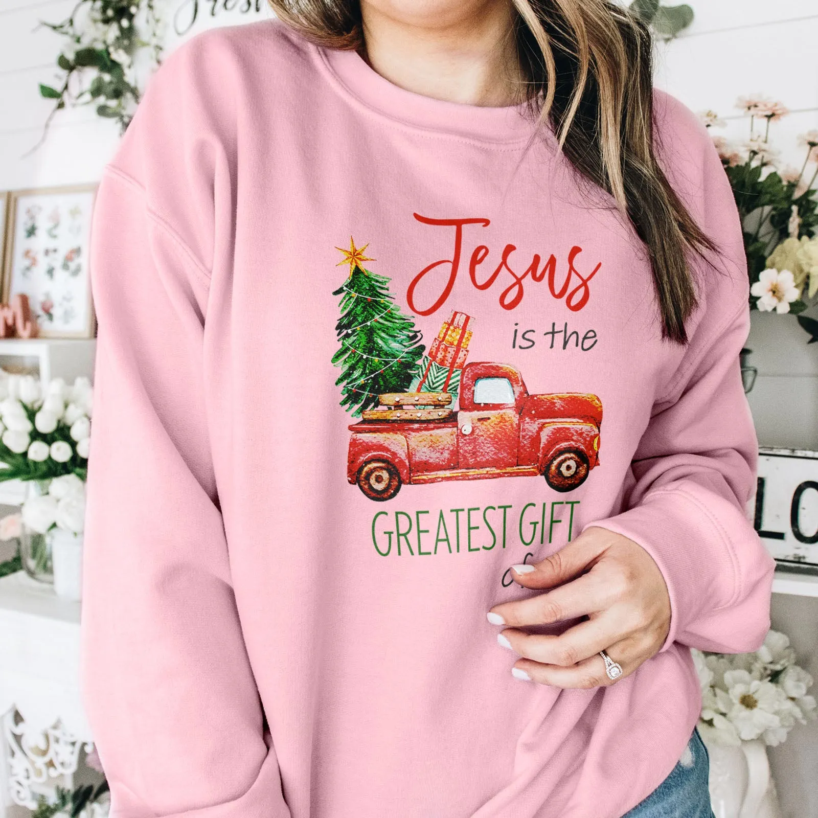 Jesus Is The Greatest Gift Red truck Sweatshirt