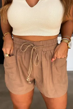 Khaki Drawstring Shorts