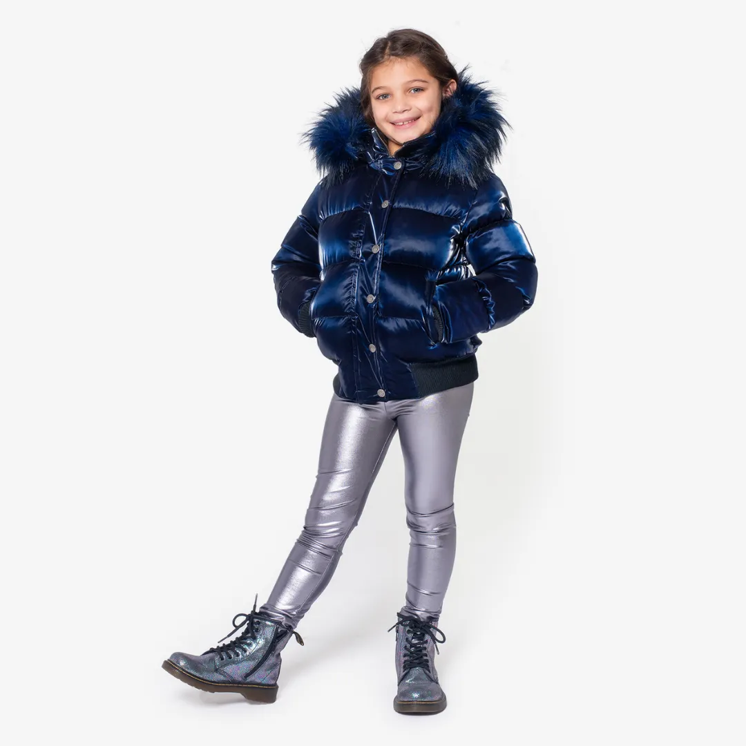 Navy Shine Kyla Puffer Coat