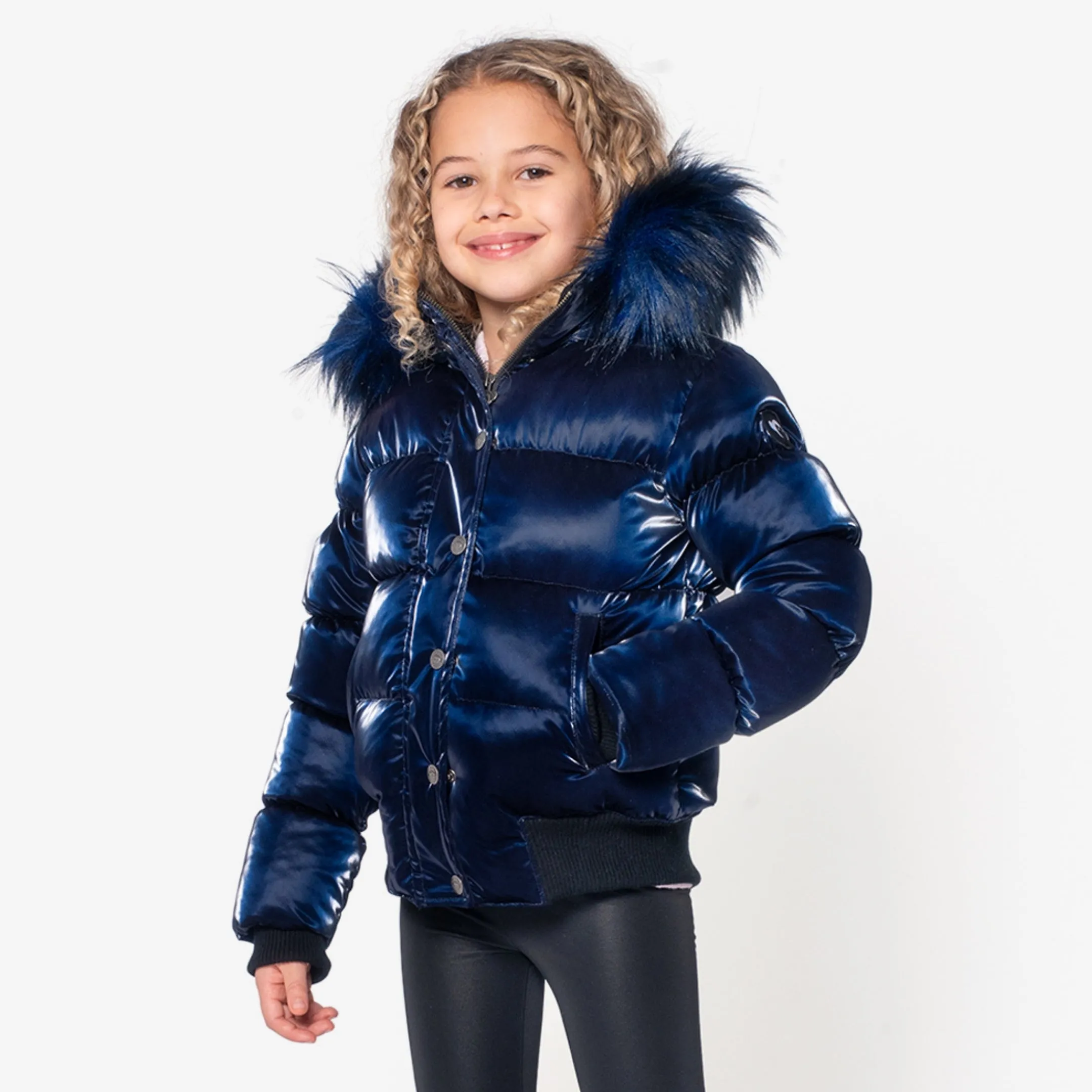 Navy Shine Kyla Puffer Coat