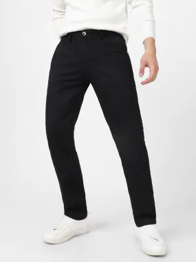 Men's Black Cotton Slim Fit Casual Chinos Trousers