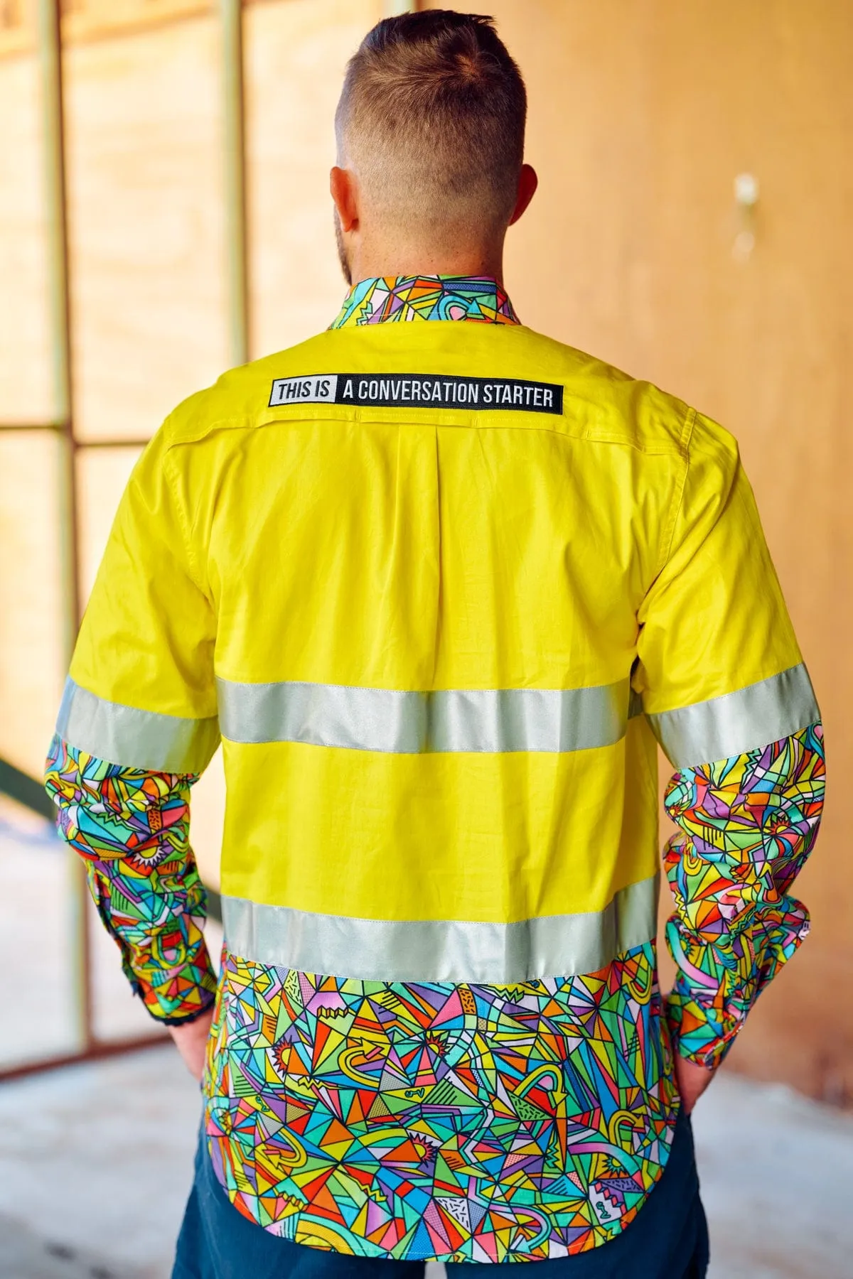 Men's Bonza Yellow Day/Night Hi Vis 2.0 Full Button Work Shirt