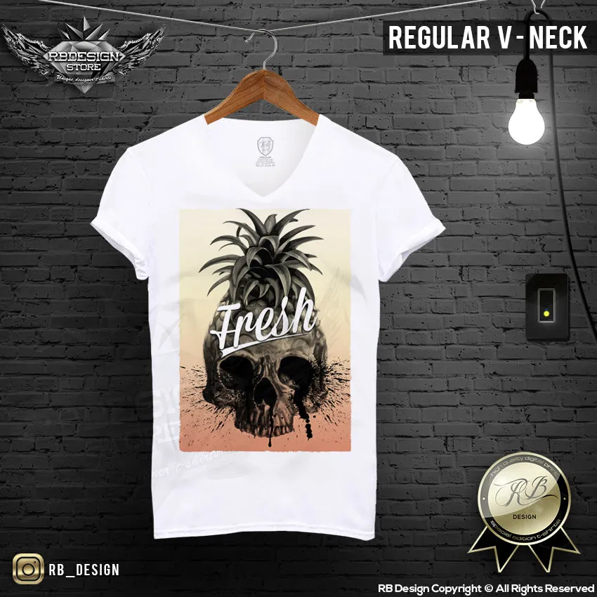 Men's Pineapple Skull T-shirt Summer Fresh Slogan Tank Top MD486