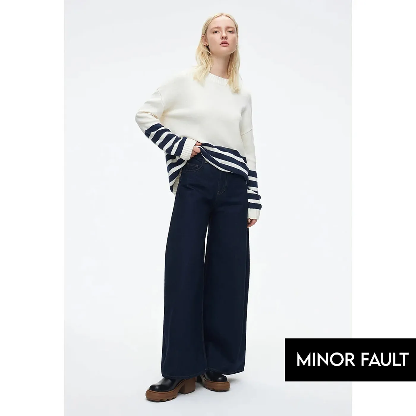 (Minor Fault) Dark Wash Wide Leg Jeans