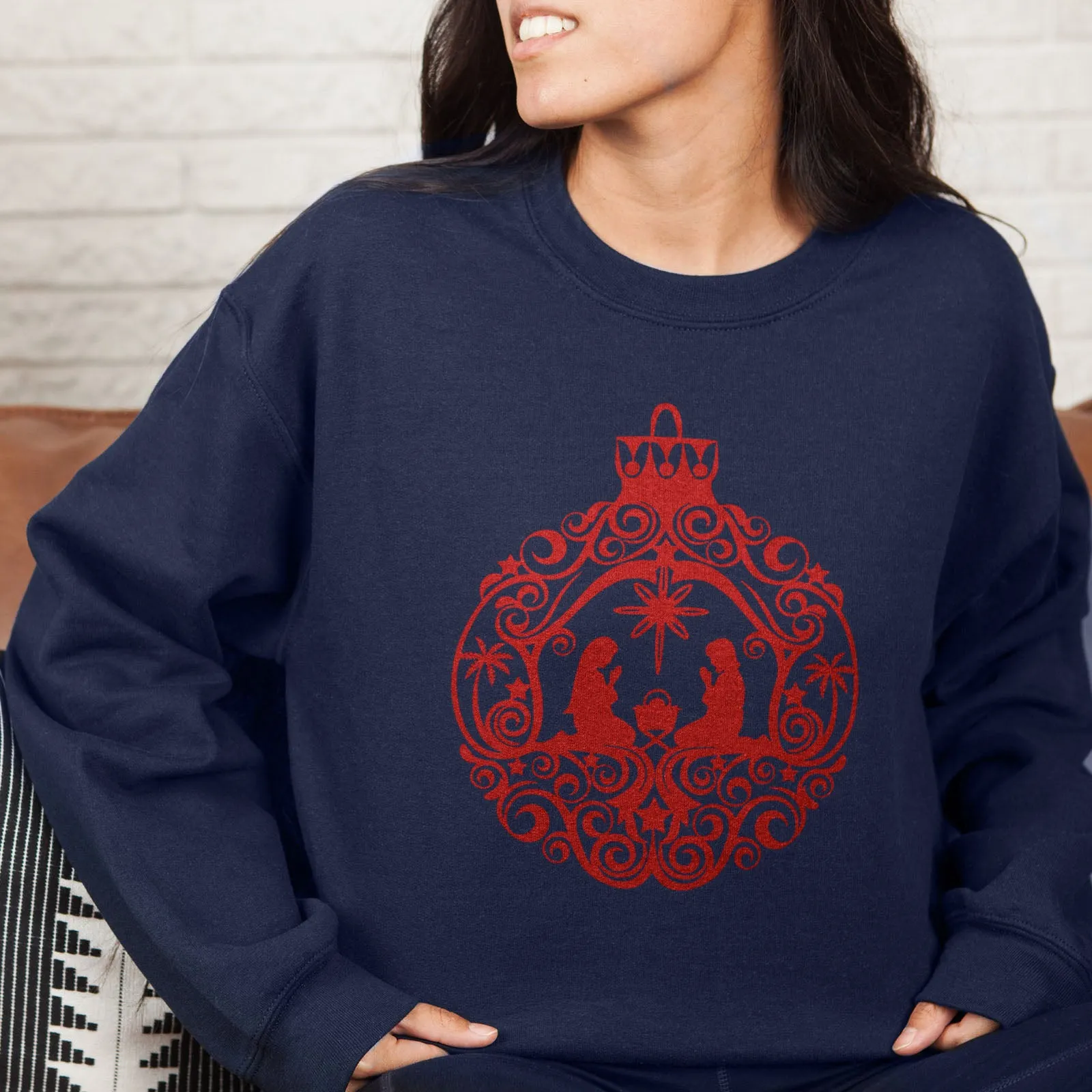 Nativity Scene Ornament Sweatshirt