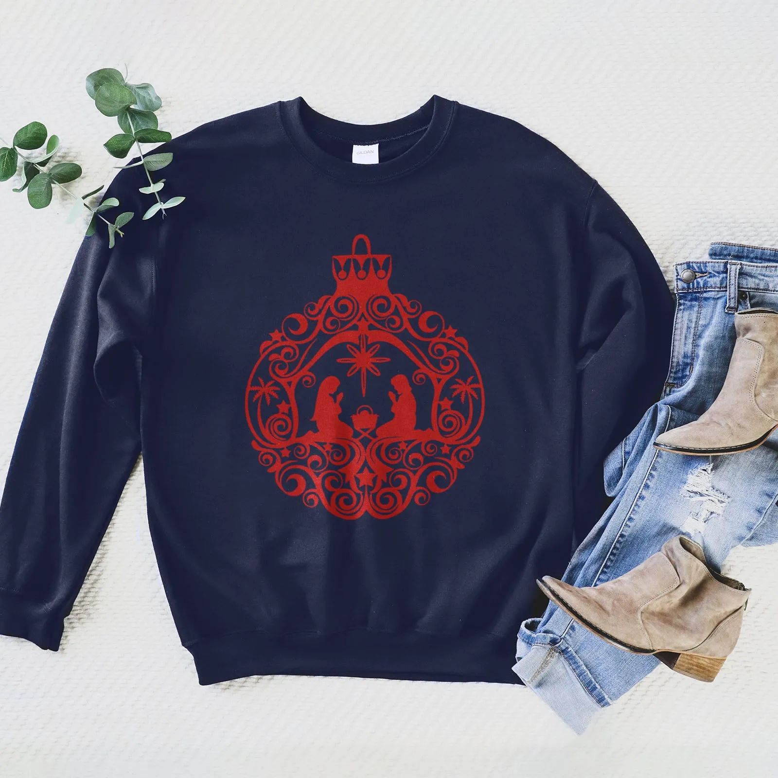 Nativity Scene Ornament Sweatshirt