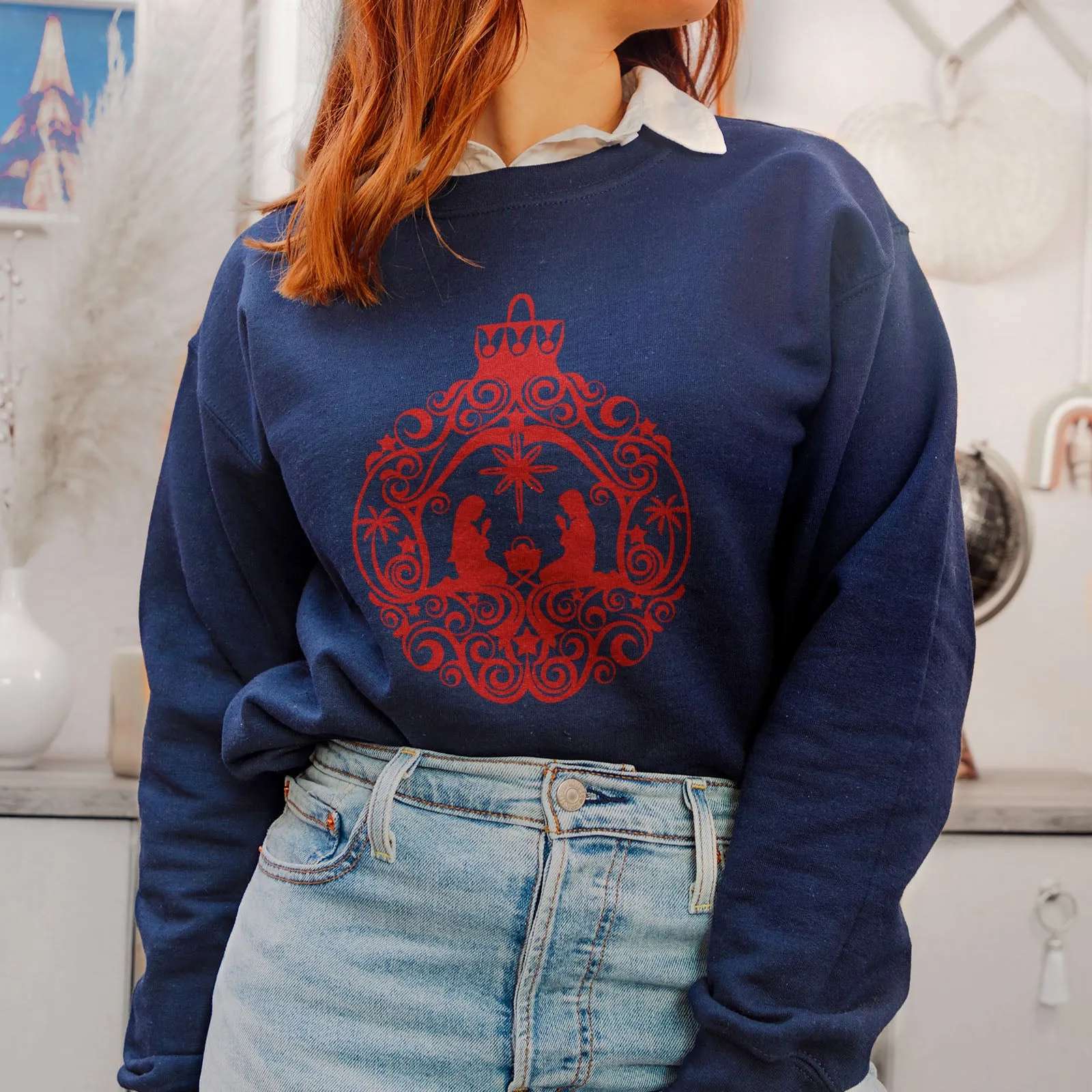 Nativity Scene Ornament Sweatshirt