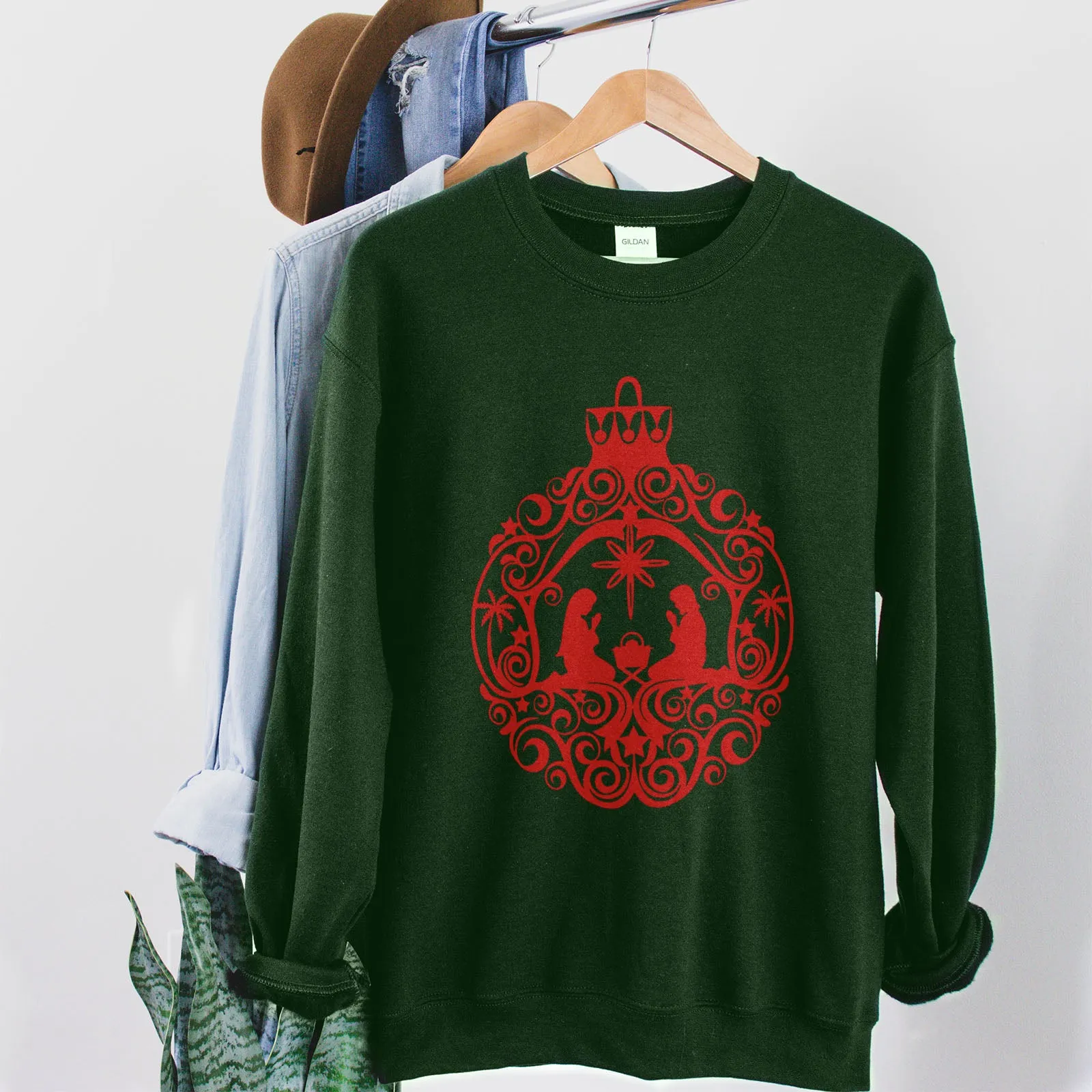 Nativity Scene Ornament Sweatshirt